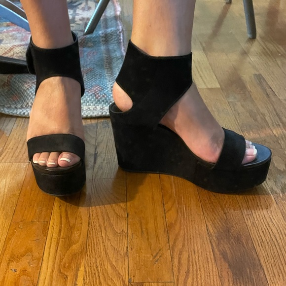 Pedro Garcia Suede Wedge Black Platforms